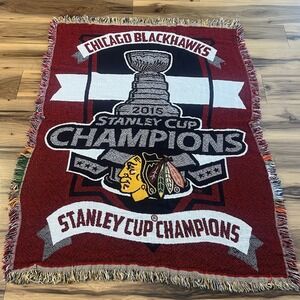 Chicago Blackhawks NHL Stanley Cup Champs Woven Tapestry Throw